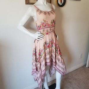 H&M Pink Floral Assymetrical Hem Dress Sz 4